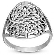 Large Light Round Celtic Knot Silver Ring, rp545